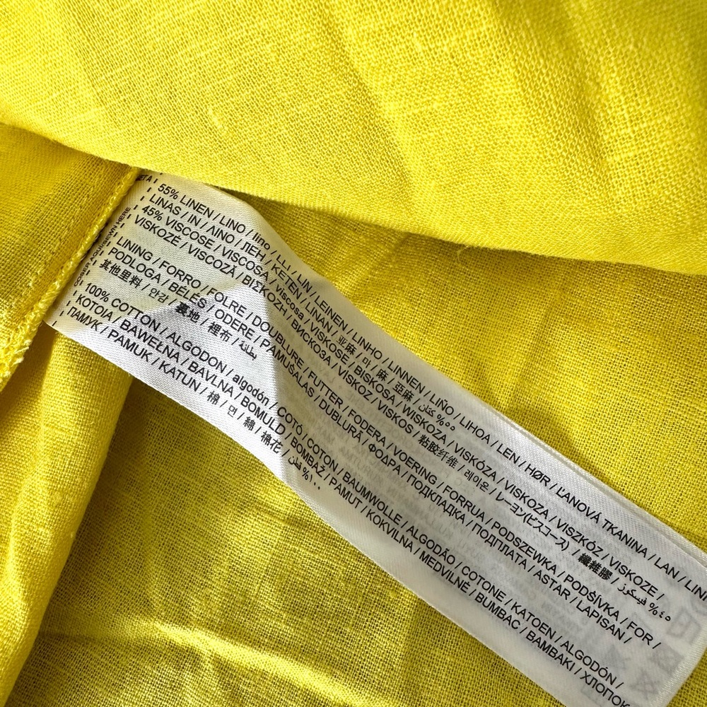Mango Women’s Ruffled Linen blend Yellow Tiered Skirt, NWT women’s elastic waist - Picture 5 of 8